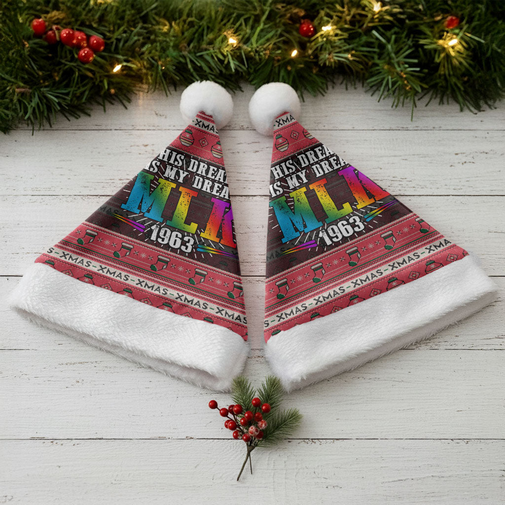 Martin Luther King Jr Christmas Santa Hat Civil Rights Quote Rainbow Gradient