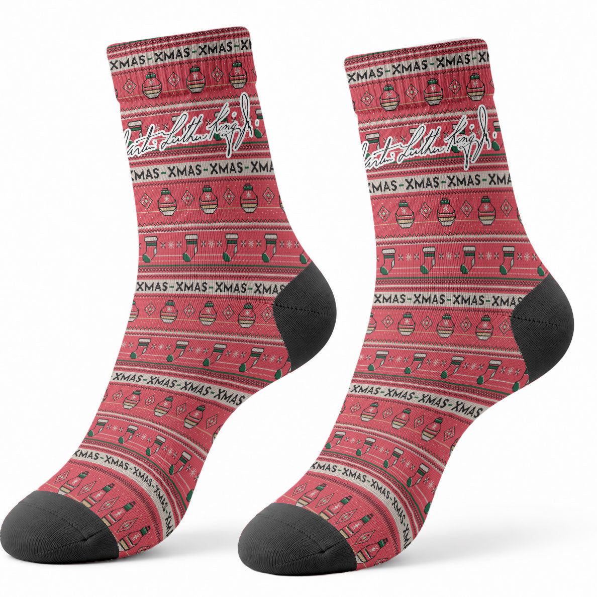 Martin Luther King Jr Christmas Crew Socks Civil Rights Quote Rainbow Gradient