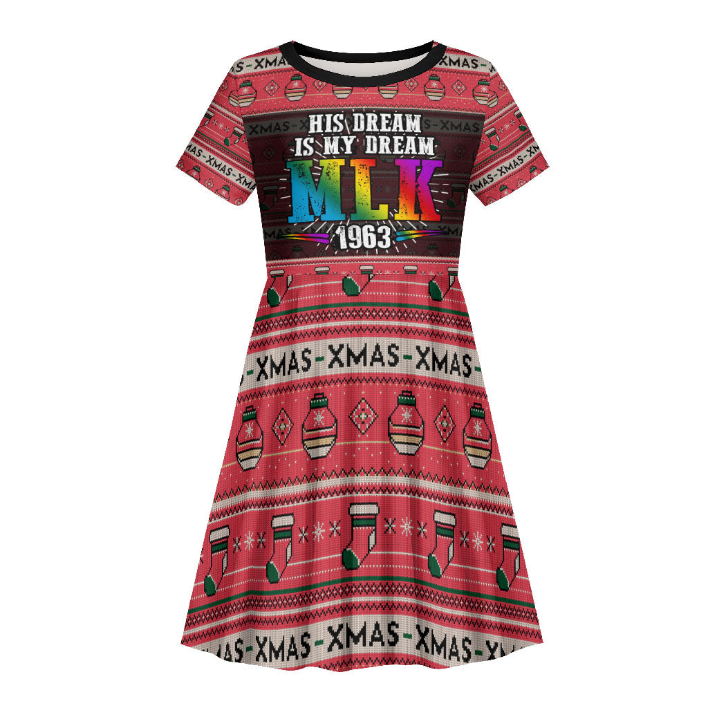 Martin Luther King Jr Christmas Kid Short Sleeve Dress Civil Rights Quote Rainbow Gradient