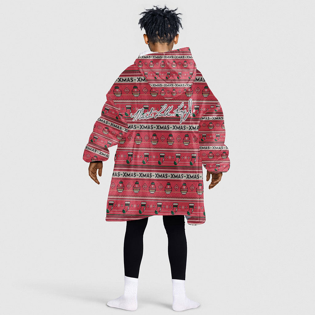 Martin Luther King Jr Christmas Kid Wearable Blanket Hoodie Civil Rights Quote Rainbow Gradient