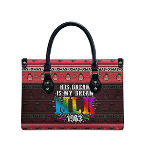 Martin Luther King Jr Christmas Leather Bag Civil Rights Quote Rainbow Gradient