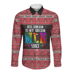 Martin Luther King Jr Christmas Long Sleeve Button Shirt Civil Rights Quote Rainbow Gradient