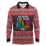 Martin Luther King Jr Christmas Long Sleeve Polo Shirt Civil Rights Quote Rainbow Gradient