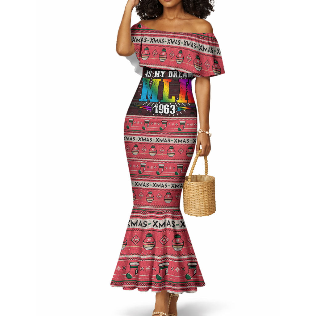 Martin Luther King Jr Christmas Mermaid Dress Civil Rights Quote Rainbow Gradient