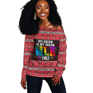 Martin Luther King Jr Christmas Off Shoulder Sweater Civil Rights Quote Rainbow Gradient