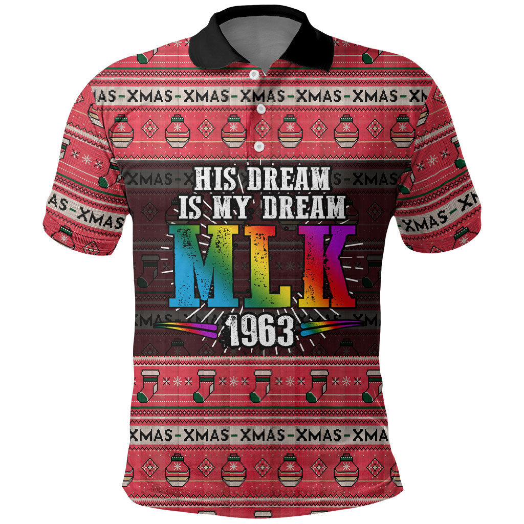 Martin Luther King Jr Christmas Polo Shirt Civil Rights Quote Rainbow Gradient