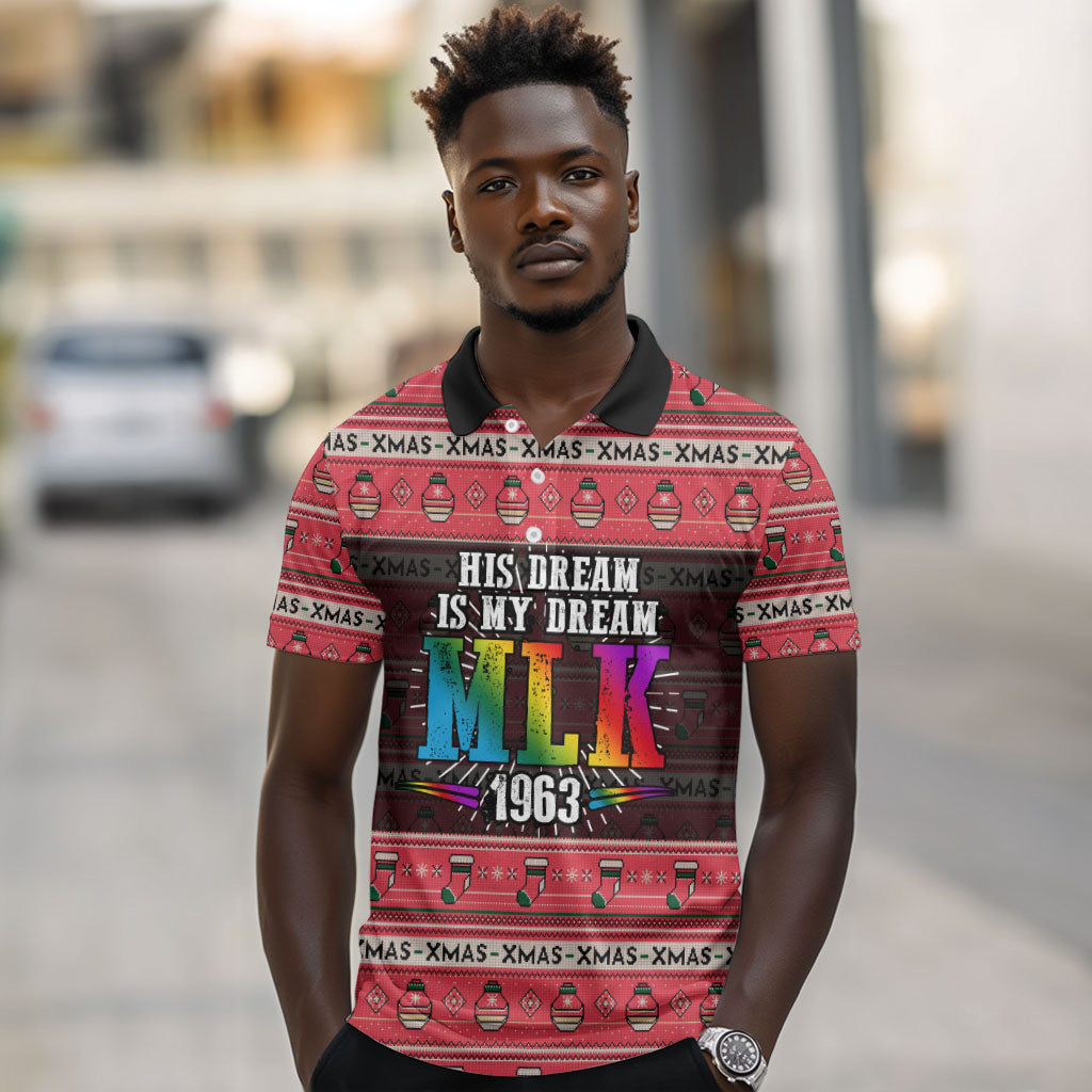 Martin Luther King Jr Christmas Polo Shirt Civil Rights Quote Rainbow Gradient