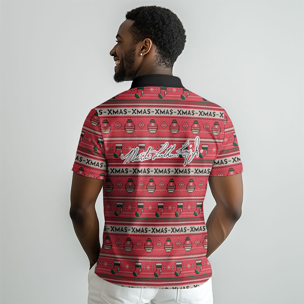Martin Luther King Jr Christmas Polo Shirt Civil Rights Quote Rainbow Gradient