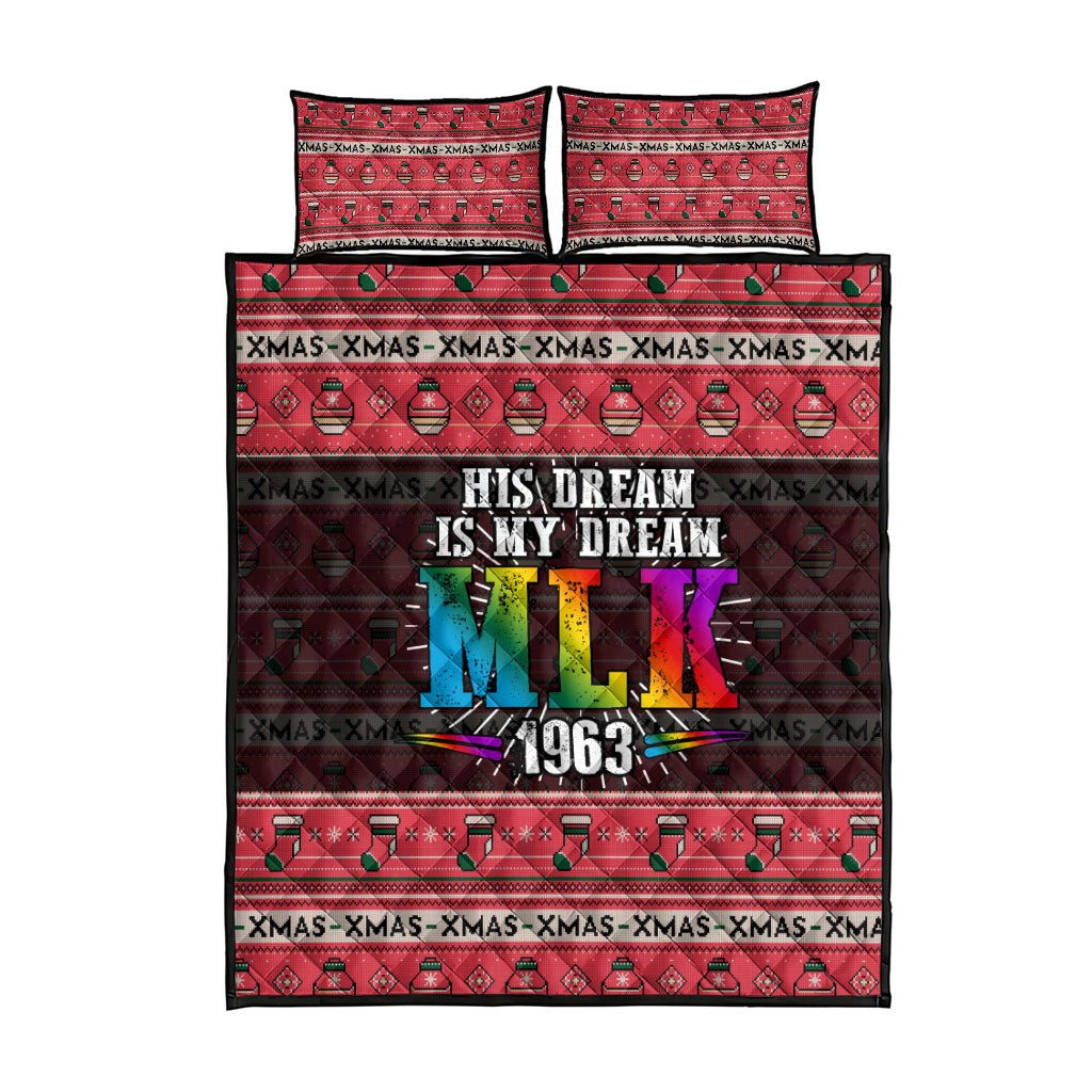 Martin Luther King Jr Christmas Quilt Bed Set Civil Rights Quote Rainbow Gradient