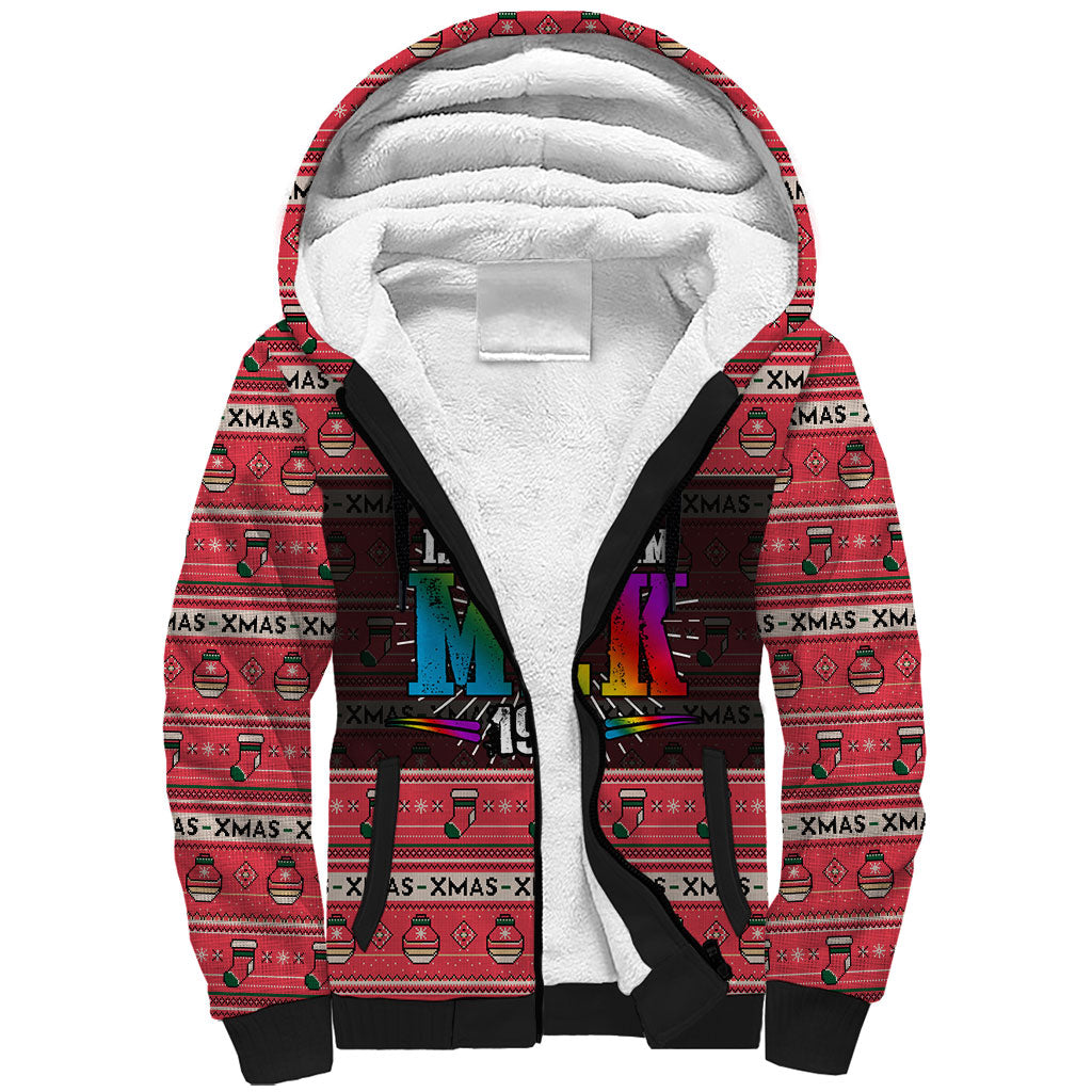 Martin Luther King Jr Christmas Sherpa Hoodie Civil Rights Quote Rainbow Gradient