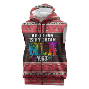 Martin Luther King Jr Christmas Sleeveless Zip Hoodie Civil Rights Quote Rainbow Gradient