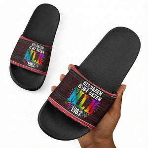Martin Luther King Jr Christmas Slide Sandals Civil Rights Quote Rainbow Gradient