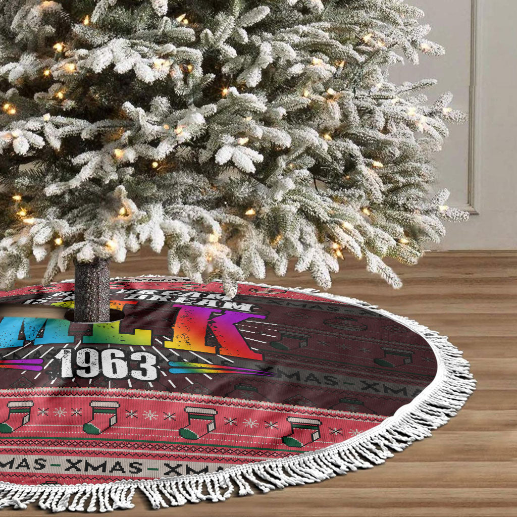 Martin Luther King Jr Christmas Tree Skirt Civil Rights Quote Rainbow Gradient