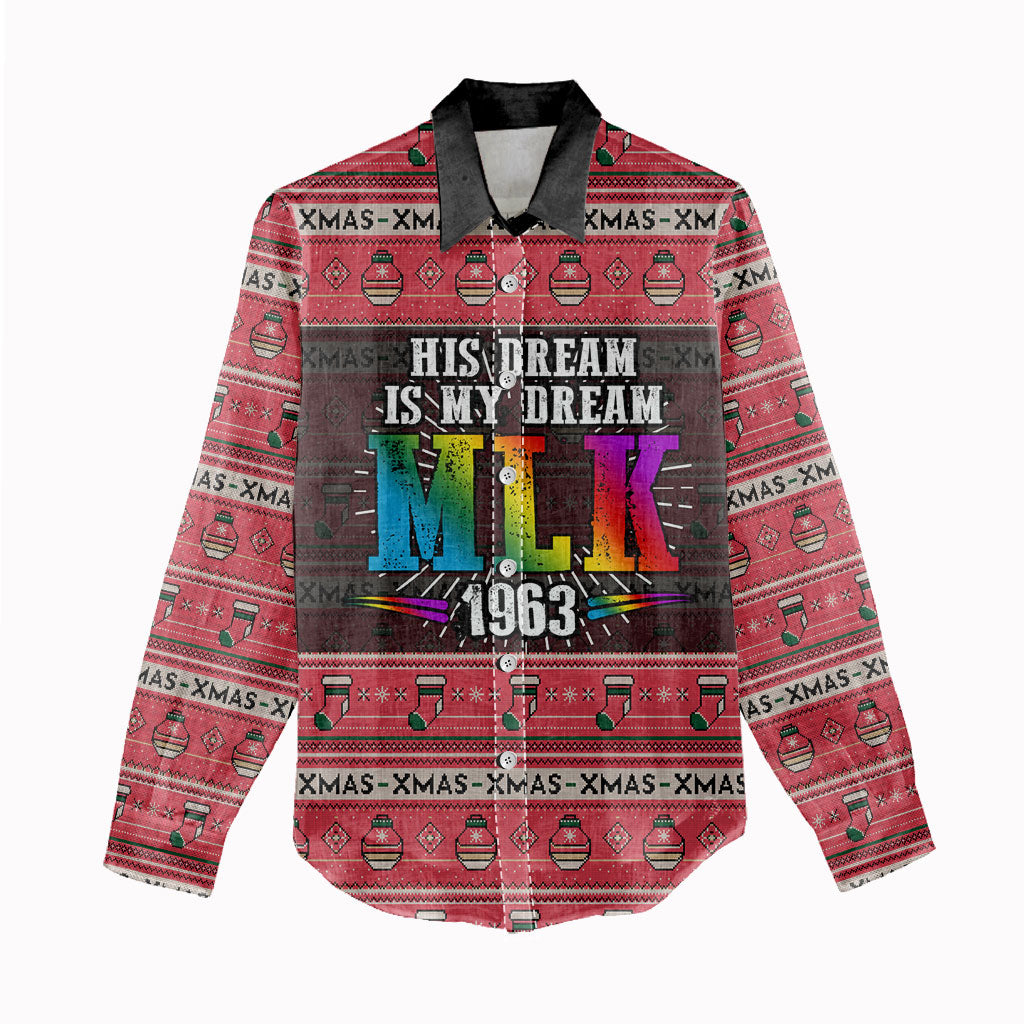 Martin Luther King Jr Christmas Women Casual Shirt Civil Rights Quote Rainbow Gradient