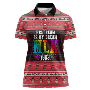 Martin Luther King Jr Christmas Women Polo Shirt Civil Rights Quote Rainbow Gradient