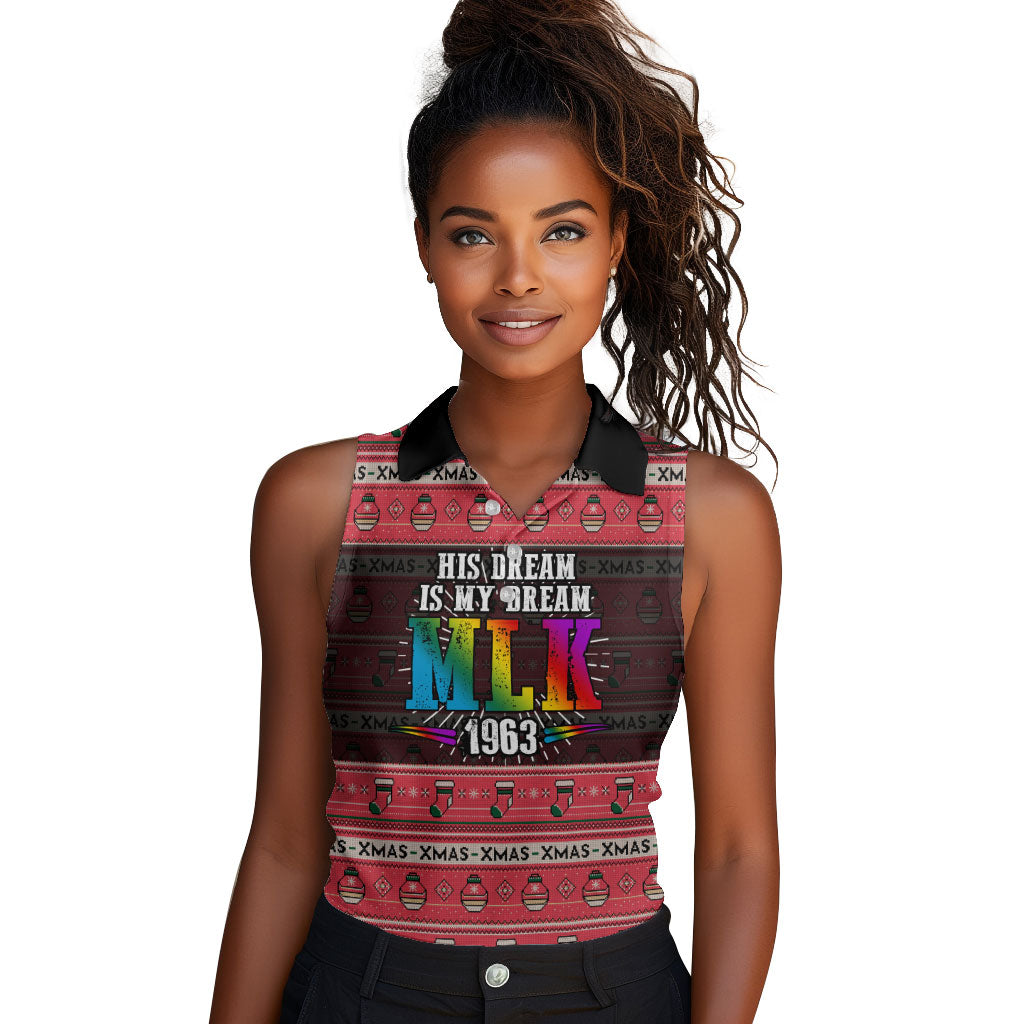 Martin Luther King Jr Christmas Women Sleeveless Polo Shirt Civil Rights Quote Rainbow Gradient