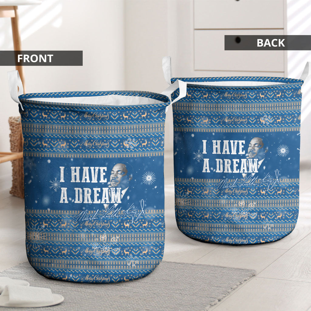 Martin Luther King Jr Christmas Laundry Basket I Have A Dream Quote Ugly Sweater Knitted Pattern