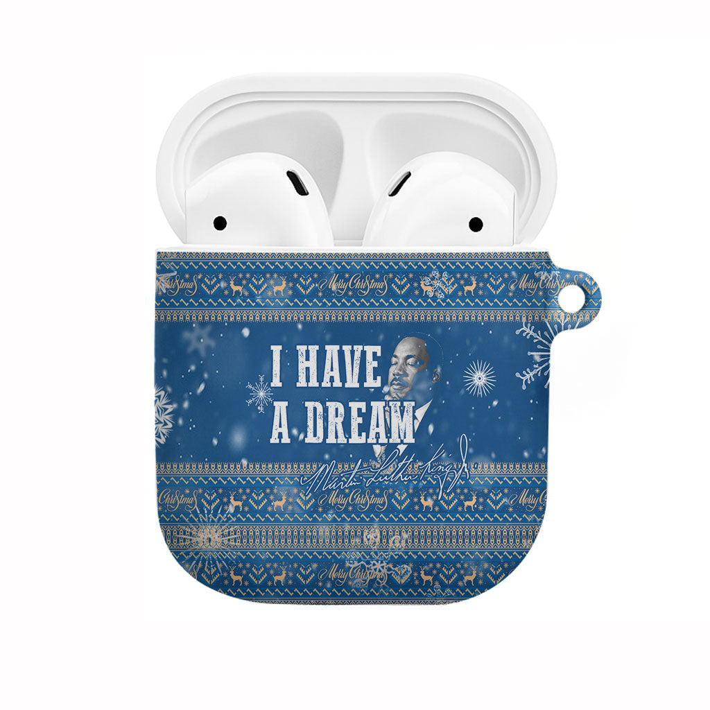 Martin Luther King Jr Christmas AirPods Case I Have A Dream Quote Ugly Sweater Knitted Pattern