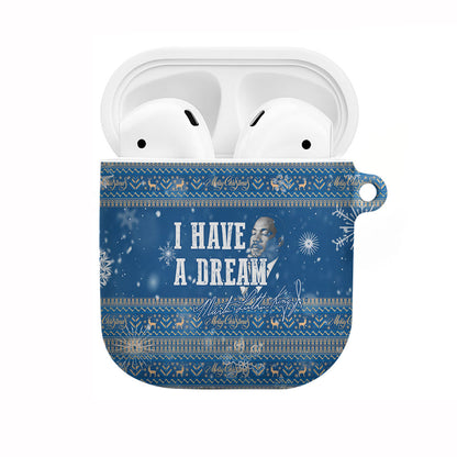 Martin Luther King Jr Christmas AirPods Case I Have A Dream Quote Ugly Sweater Knitted Pattern