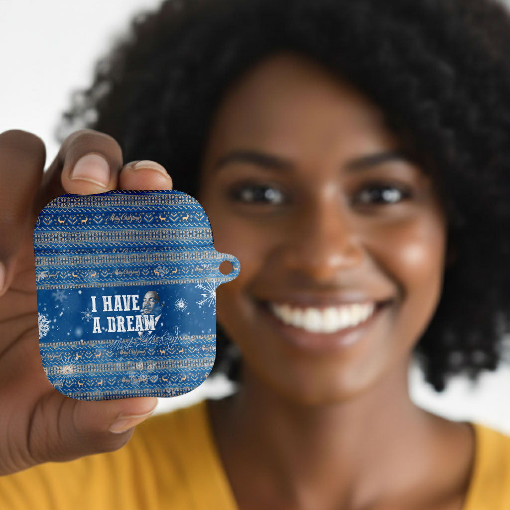 Martin Luther King Jr Christmas AirPods Case I Have A Dream Quote Ugly Sweater Knitted Pattern