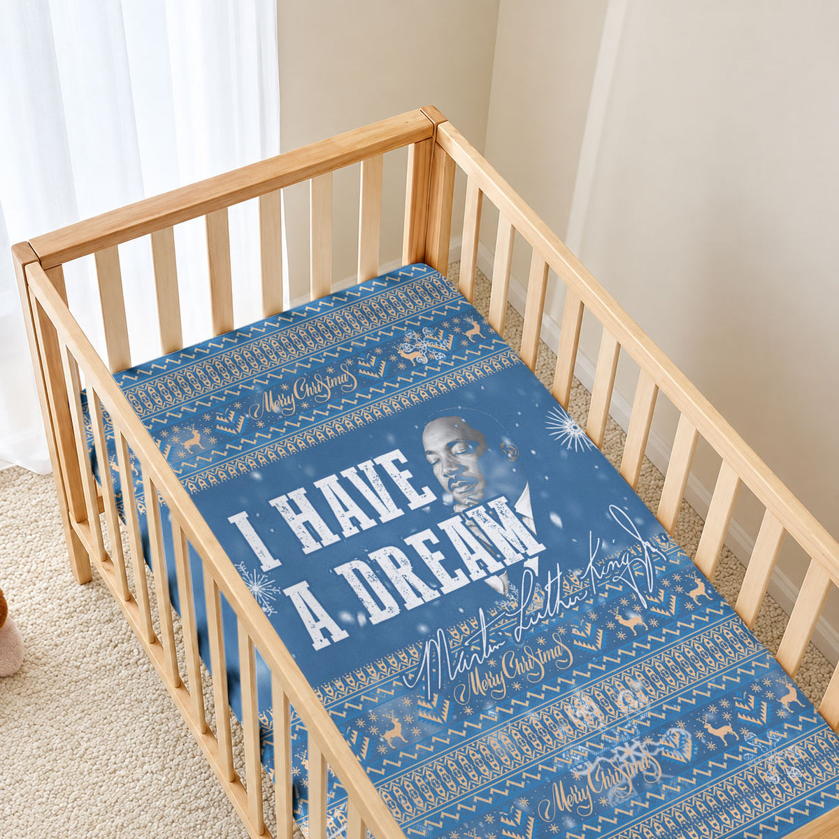 Martin Luther King Jr Christmas Baby Bed Cover I Have A Dream Quote Ugly Sweater Knitted Pattern