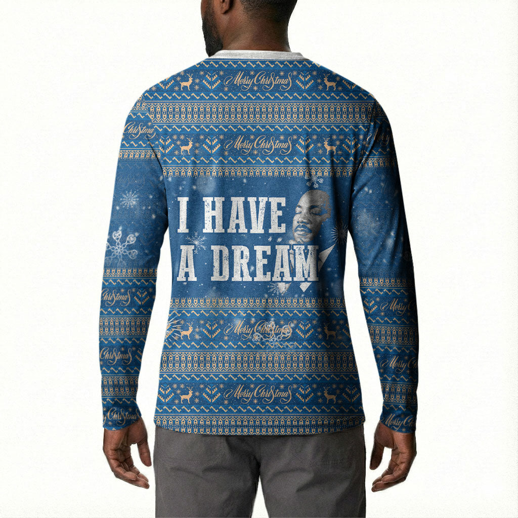 Martin Luther King Jr Christmas Button Sweatshirt I Have A Dream Quote Ugly Sweater Knitted Pattern