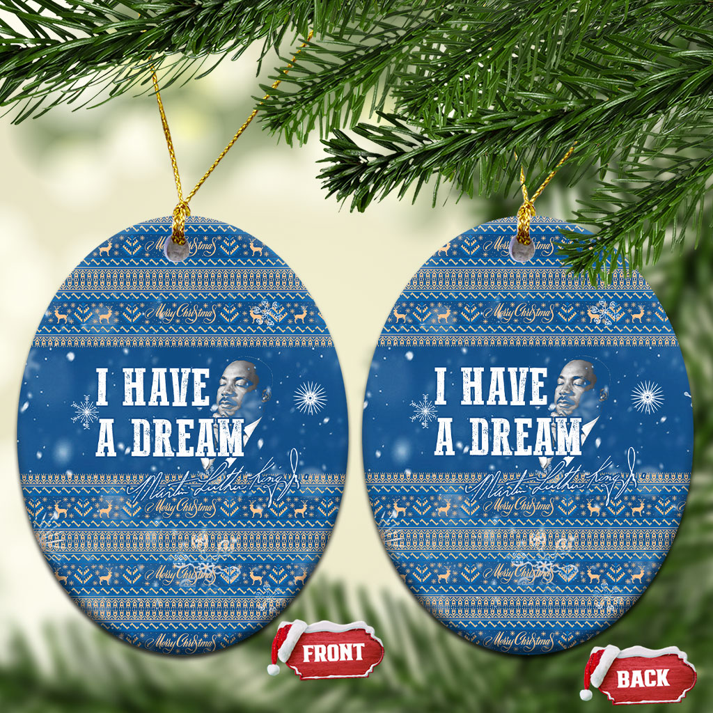 Martin Luther King Jr Christmas Ceramic Ornament I Have A Dream Quote Ugly Knitted Pattern