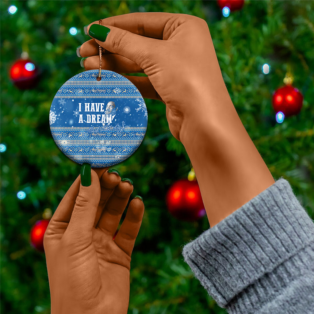 Martin Luther King Jr Christmas Ceramic Ornament I Have A Dream Quote Ugly Knitted Pattern