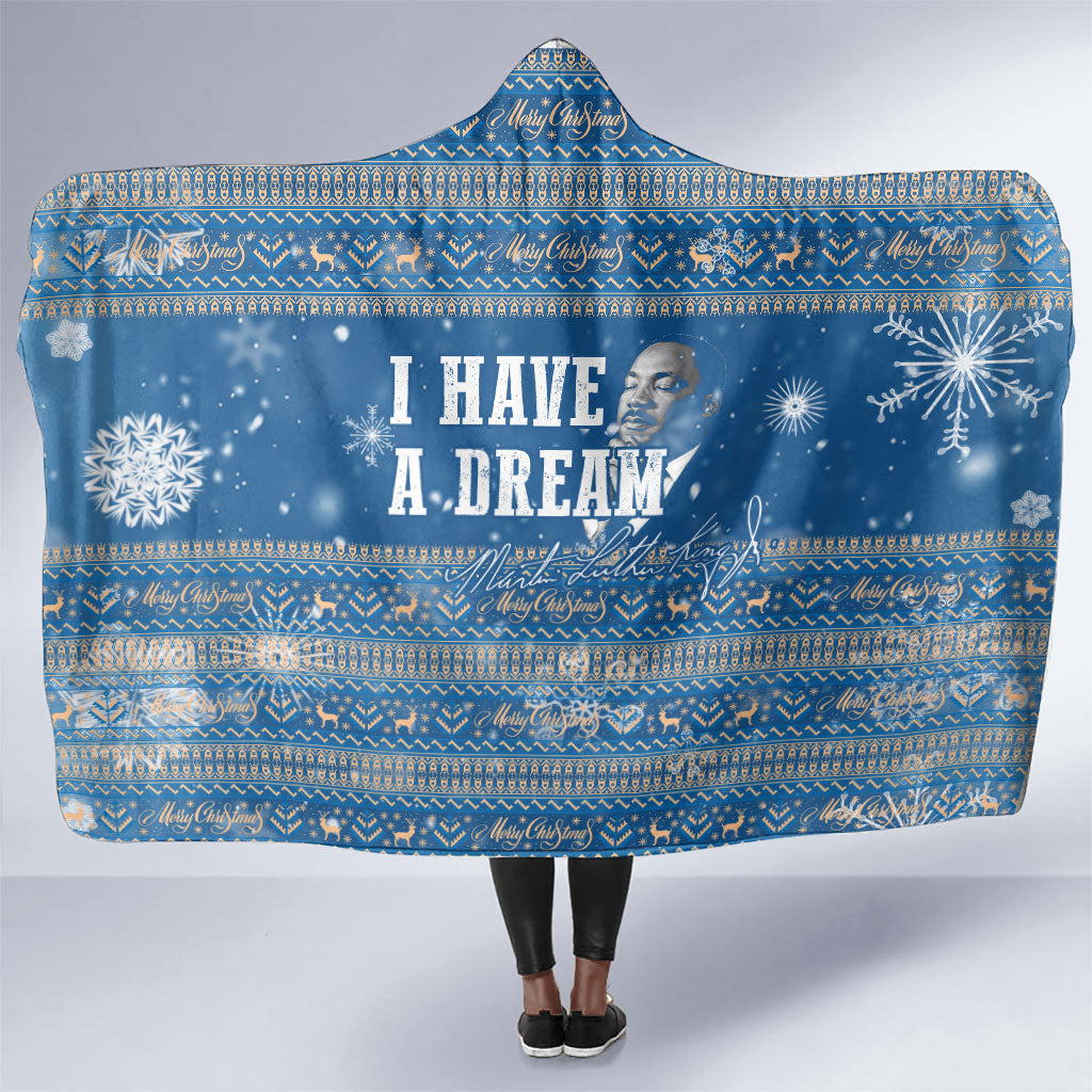 Martin Luther King Jr Christmas Hooded Blanket I Have A Dream Quote Ugly Sweater Knitted Pattern