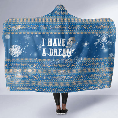 Martin Luther King Jr Christmas Hooded Blanket I Have A Dream Quote Ugly Sweater Knitted Pattern