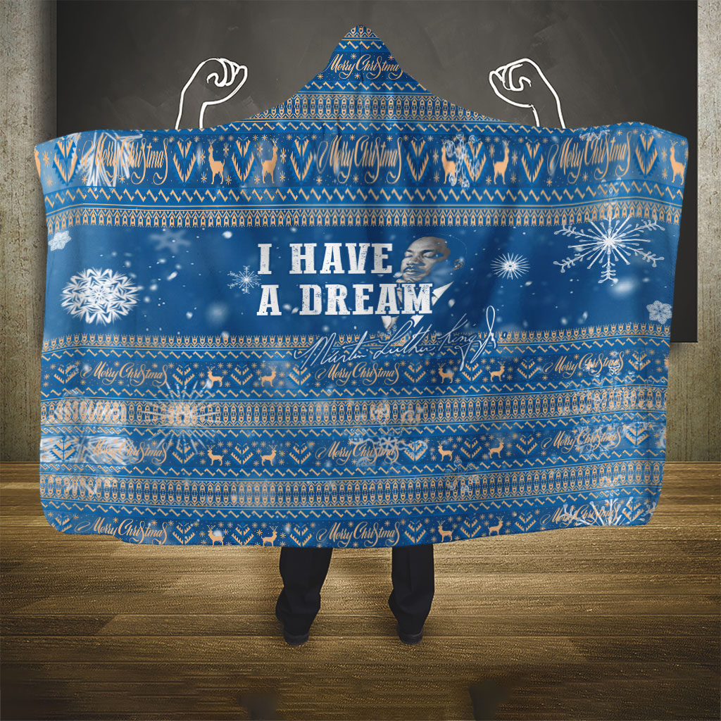 Martin Luther King Jr Christmas Hooded Blanket I Have A Dream Quote Ugly Sweater Knitted Pattern