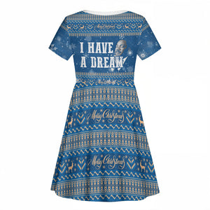 Martin Luther King Jr Christmas Kid Short Sleeve Dress I Have A Dream Quote Ugly Sweater Knitted Pattern