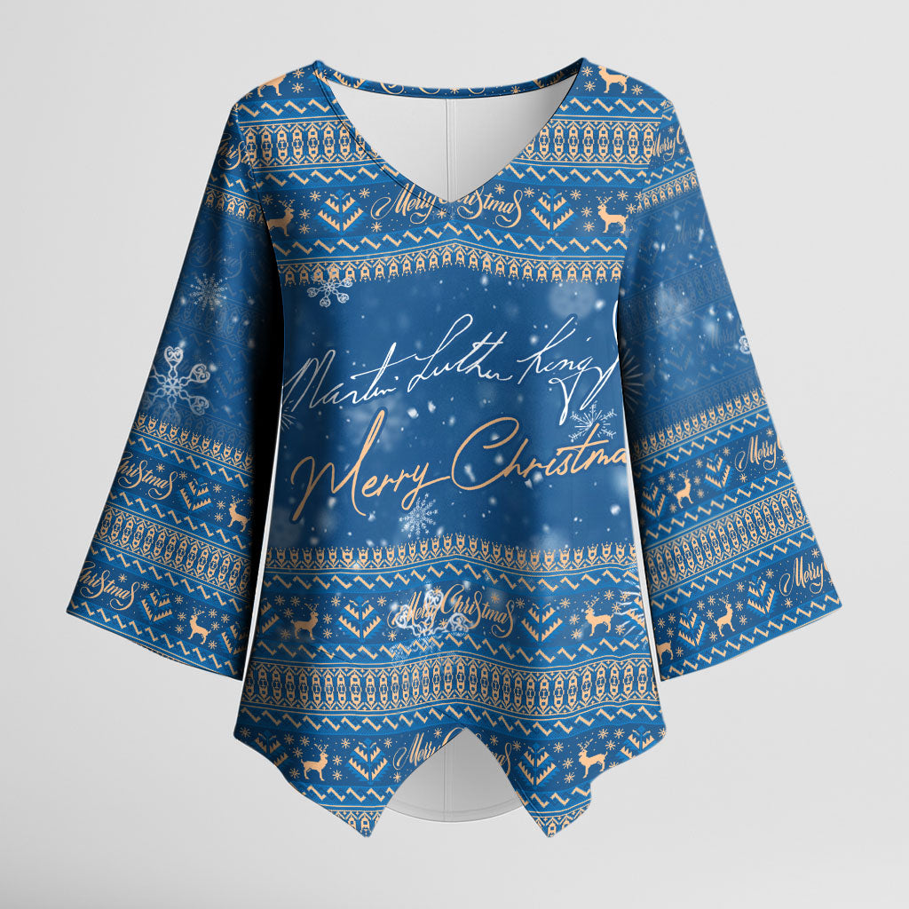 Martin Luther King Jr Christmas Kimono Sleeve Blouse I Have A Dream Quote Ugly Sweater Knitted Pattern
