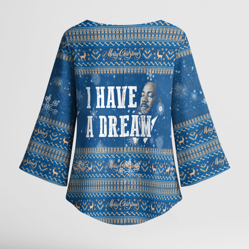 Martin Luther King Jr Christmas Kimono Sleeve Blouse I Have A Dream Quote Ugly Sweater Knitted Pattern