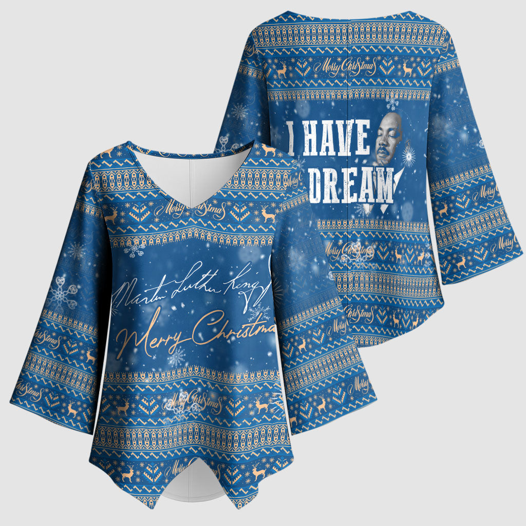 Martin Luther King Jr Christmas Kimono Sleeve Blouse I Have A Dream Quote Ugly Sweater Knitted Pattern