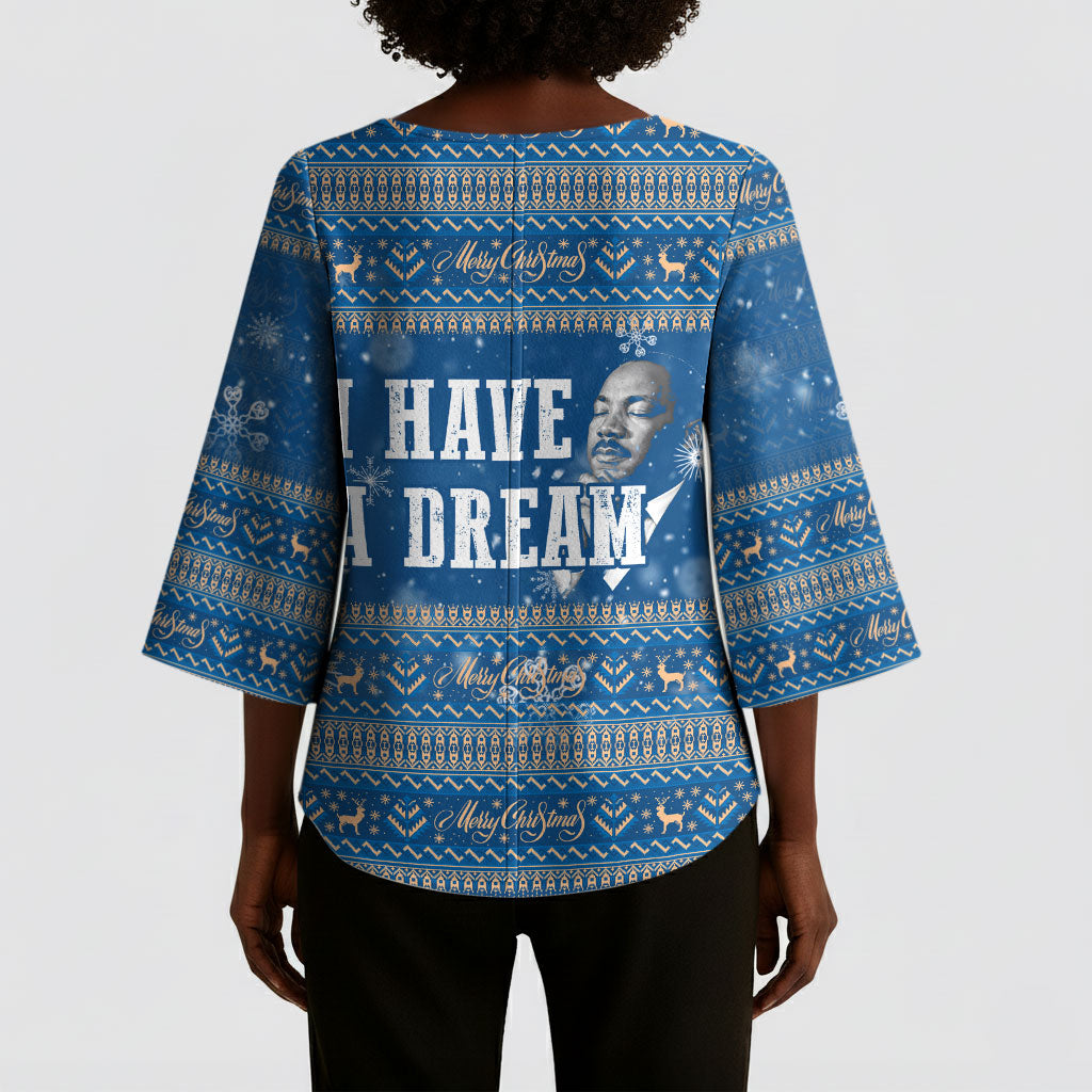 Martin Luther King Jr Christmas Kimono Sleeve Blouse I Have A Dream Quote Ugly Sweater Knitted Pattern
