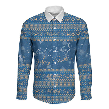 Martin Luther King Jr Christmas Long Sleeve Button Shirt I Have A Dream Quote Ugly Sweater Knitted Pattern