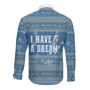 Martin Luther King Jr Christmas Long Sleeve Button Shirt I Have A Dream Quote Ugly Sweater Knitted Pattern