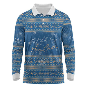 Martin Luther King Jr Christmas Long Sleeve Polo Shirt I Have A Dream Quote Ugly Sweater Knitted Pattern