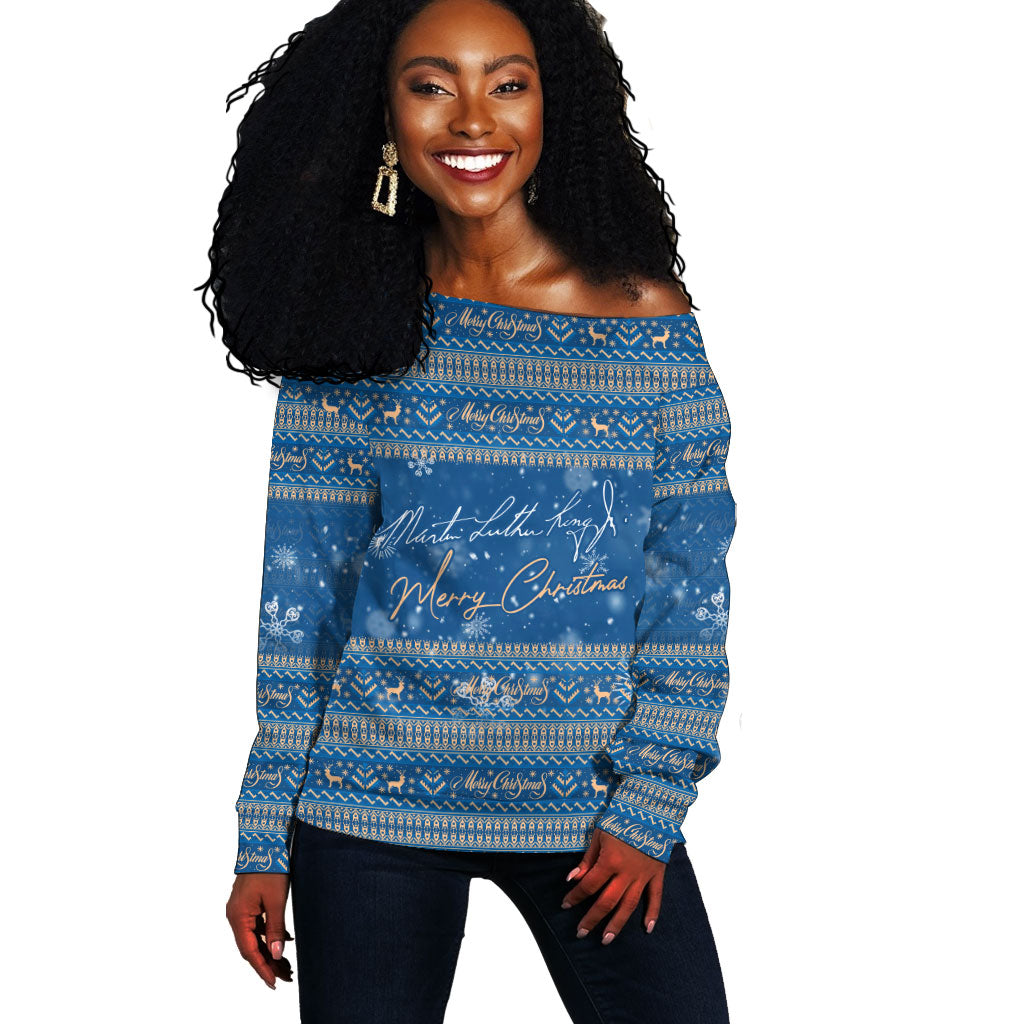 Martin Luther King Jr Christmas Off Shoulder Sweater I Have A Dream Quote Ugly Sweater Knitted Pattern