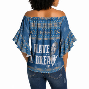 Martin Luther King Jr Christmas Off Shoulder Wrap Waist Top I Have A Dream Quote Ugly Sweater Knitted Pattern