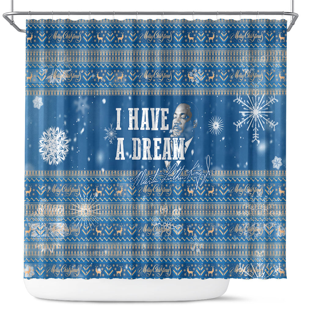 Martin Luther King Jr Christmas Shower Curtain I Have A Dream Quote Ugly Sweater Knitted Pattern