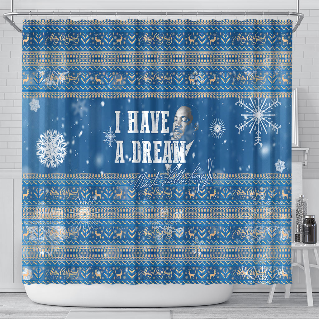 Martin Luther King Jr Christmas Shower Curtain I Have A Dream Quote Ugly Sweater Knitted Pattern
