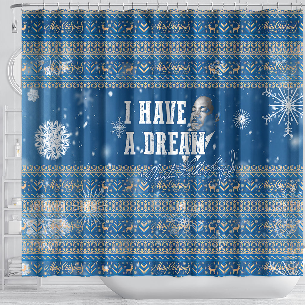 Martin Luther King Jr Christmas Shower Curtain I Have A Dream Quote Ugly Sweater Knitted Pattern