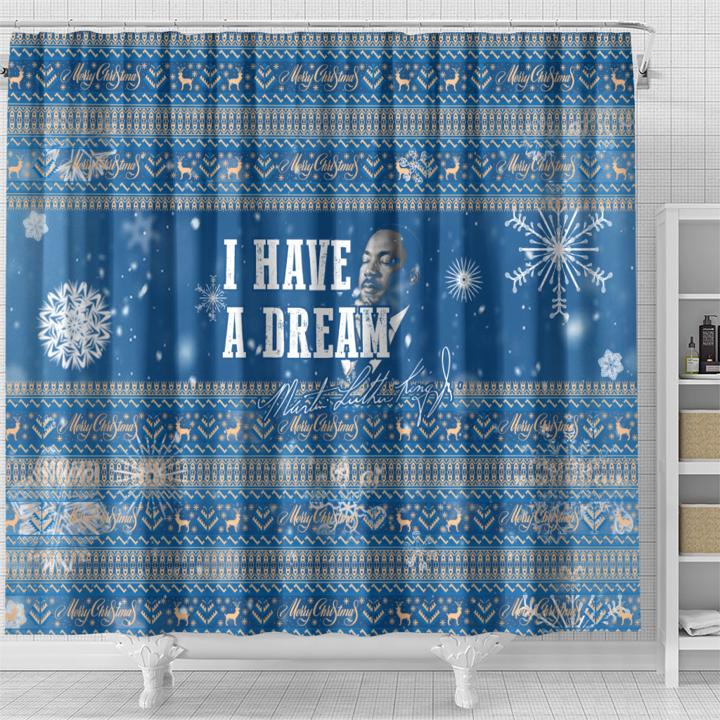 Martin Luther King Jr Christmas Shower Curtain I Have A Dream Quote Ugly Sweater Knitted Pattern