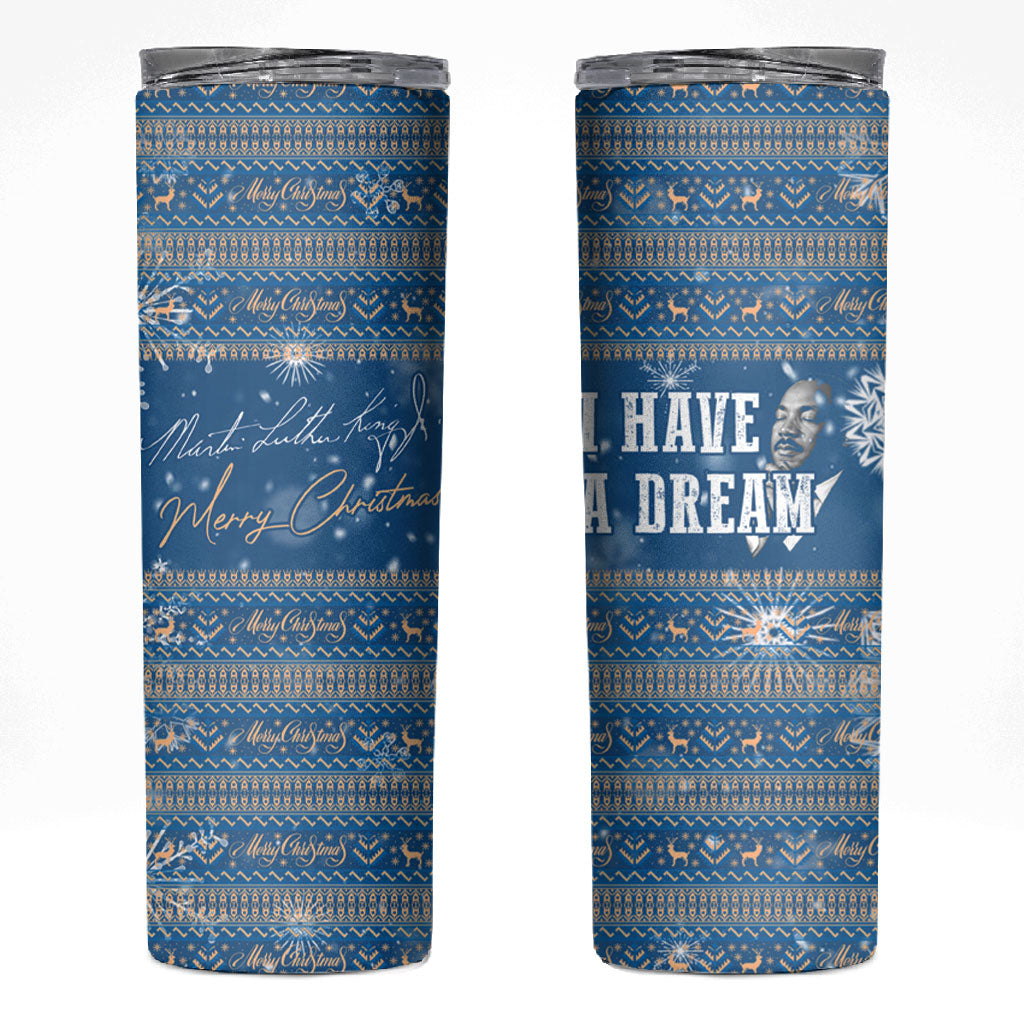 Martin Luther King Jr Christmas Skinny Tumbler I Have A Dream Quote Ugly Sweater Knitted Pattern