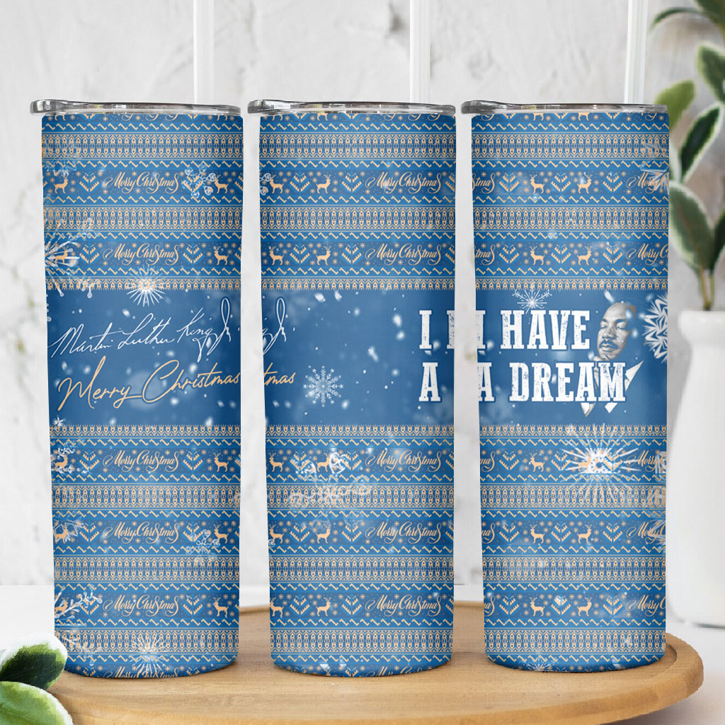 Martin Luther King Jr Christmas Skinny Tumbler I Have A Dream Quote Ugly Sweater Knitted Pattern