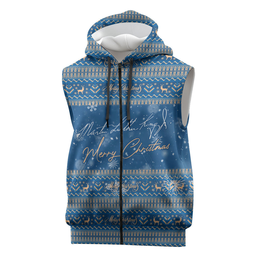 Martin Luther King Jr Christmas Sleeveless Zip Hoodie I Have A Dream Quote Ugly Sweater Knitted Pattern