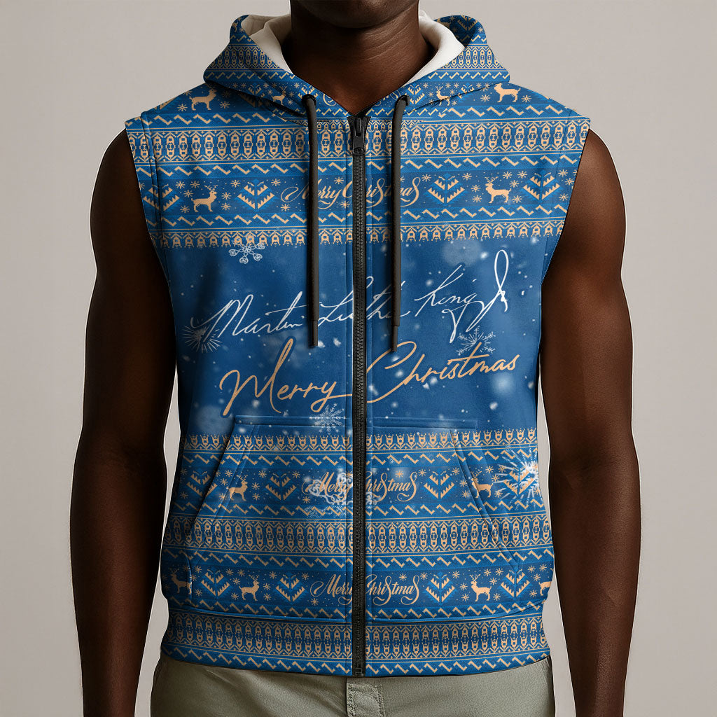 Martin Luther King Jr Christmas Sleeveless Zip Hoodie I Have A Dream Quote Ugly Sweater Knitted Pattern