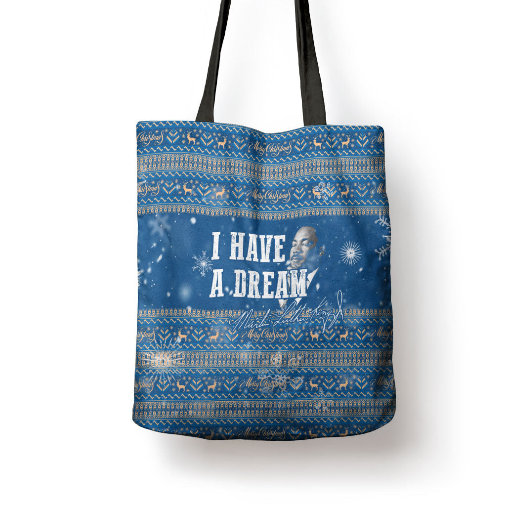 Martin Luther King Jr Christmas Tote Bag I Have A Dream Quote Ugly Sweater Knitted Pattern